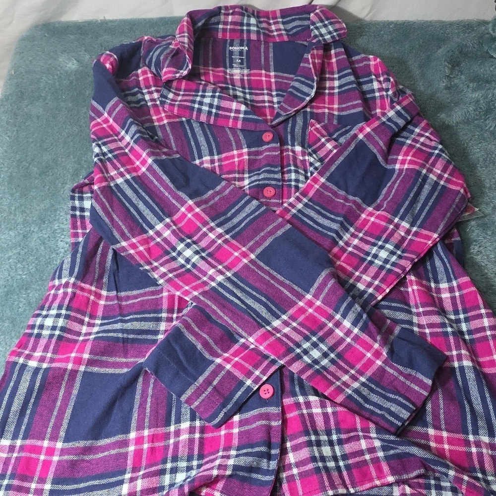 Sonoma Plaid Pj Shirt And Pants in Pink and Navy